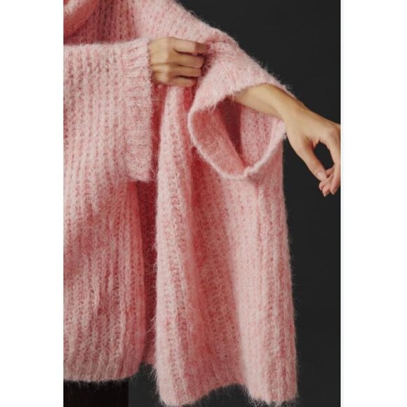 Anthropologie Pastel Pink Oversized Turtleneck Poncho Sweater OS - Picture 3 of 8